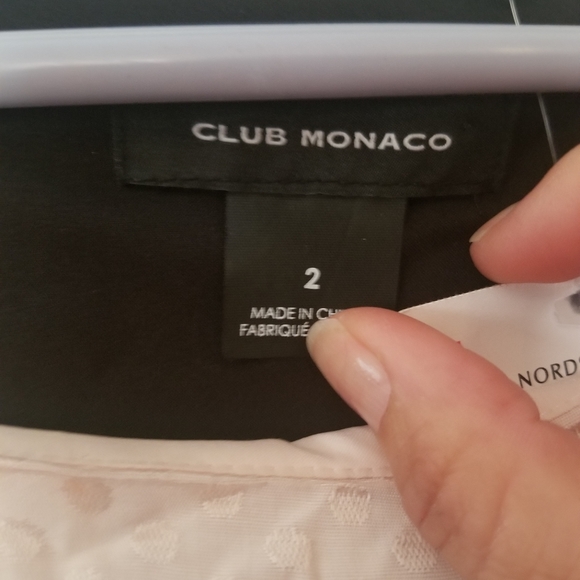 Club Monaco Women's Blush/Black Color Block Swiss Dot Archmand Robe Dress Sz 2 - Picture 2 of 6